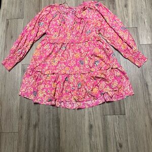 House of Harlow 1960 Pink Floral dress with Ruffled Tiers